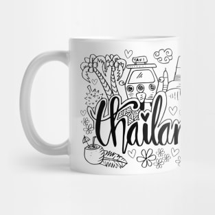 Hand Drawn Symbols Of Thailand. Mug